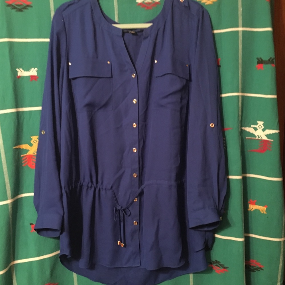 2X Zac & Rachel Royal Blue Henley Tunic Top